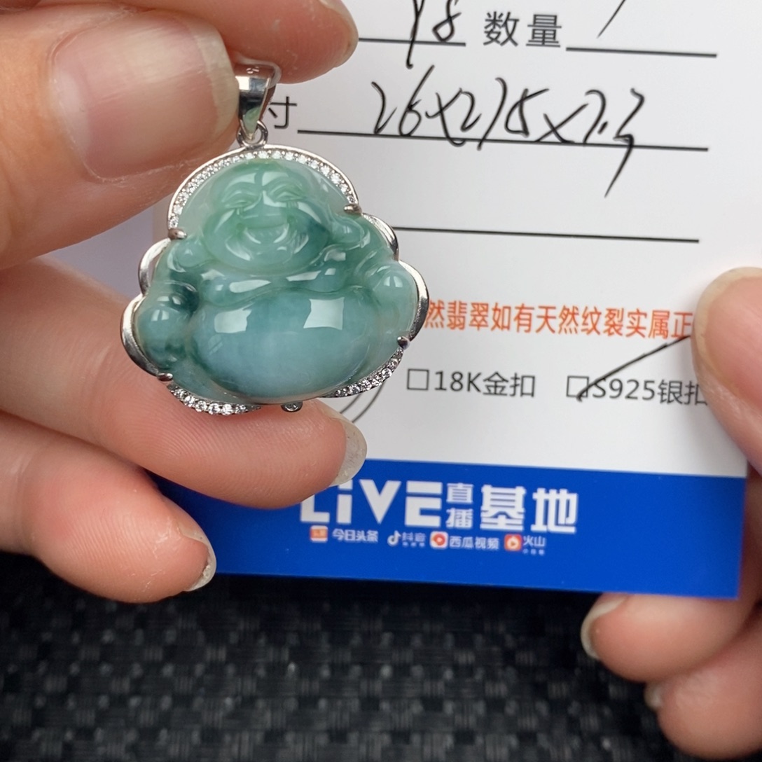 翡翠颈饰银S925镶嵌吊坠