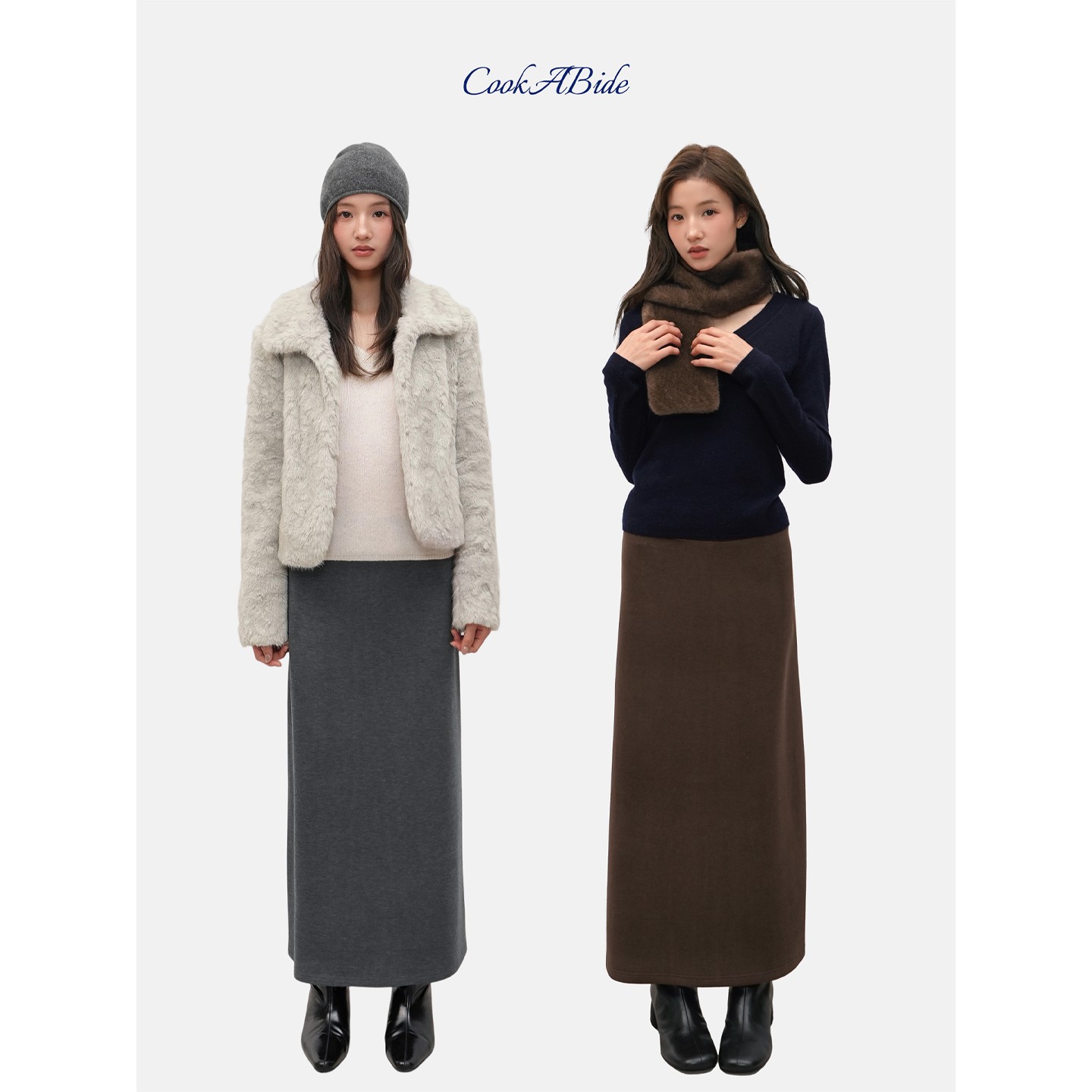 CookABide 慵懒百搭宽腰基础显瘦垂感软糯长半裙