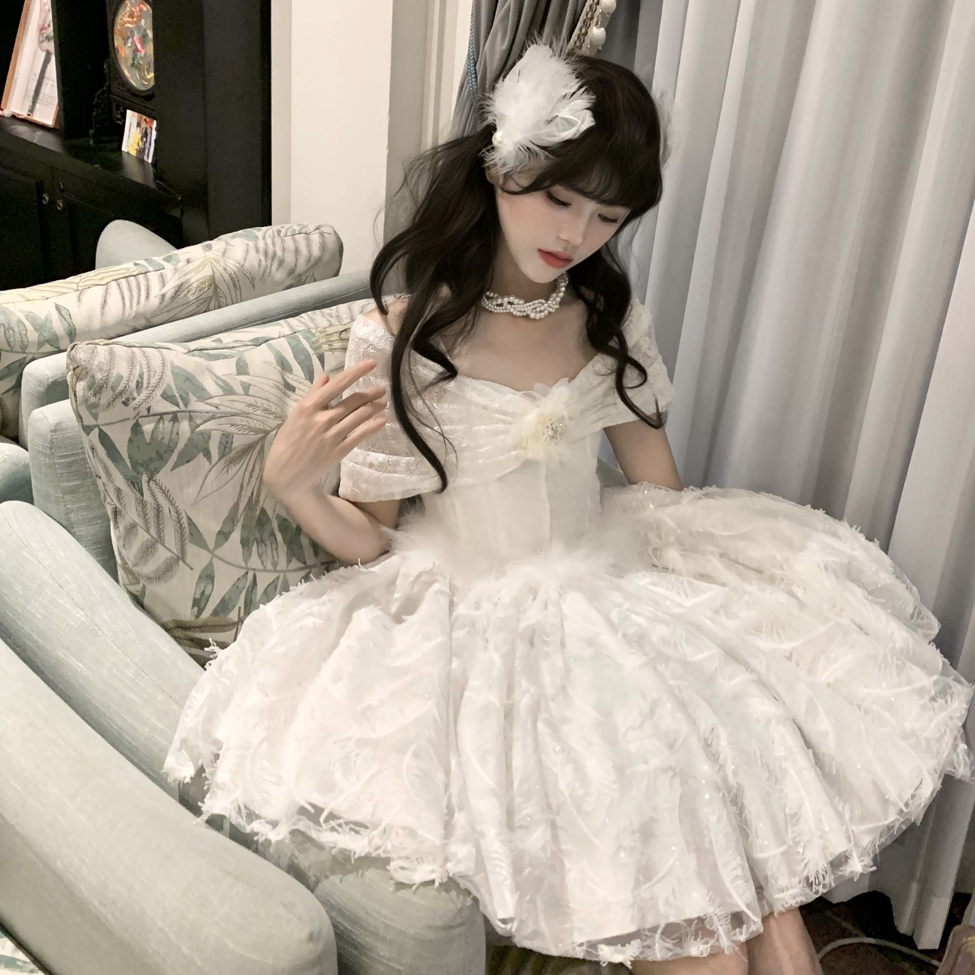 现货【白月光】白色千金感生日战袍连衣裙