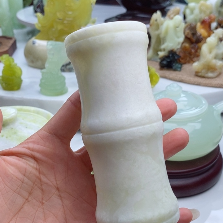 岫玉四大名玉笔筒未镶嵌