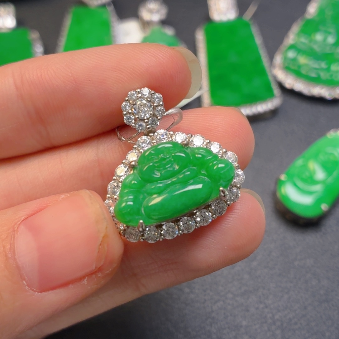 翡翠银S925镶嵌吊坠(不含链)