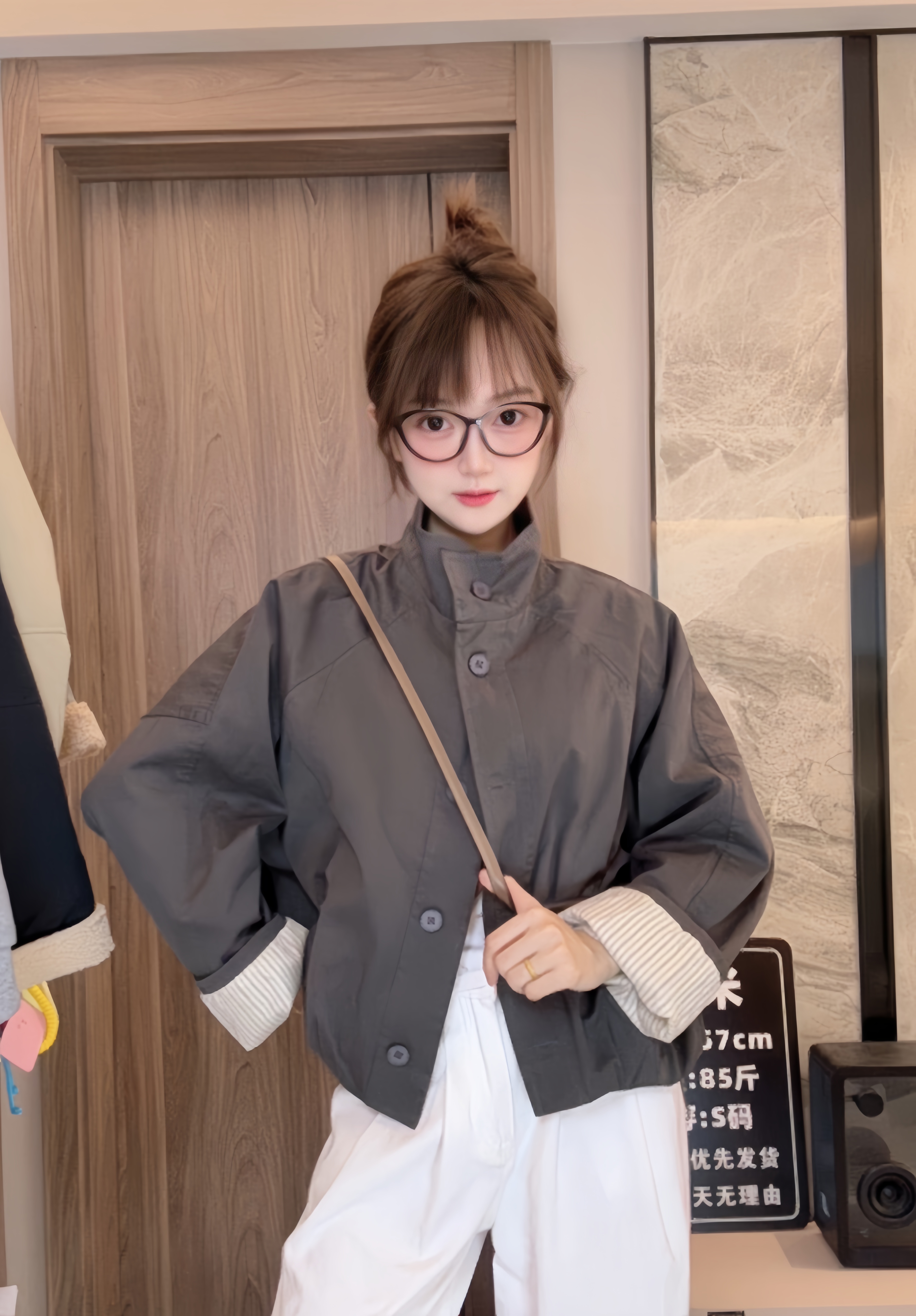 2566-J韩版早秋新款时尚小清新休闲百搭个性工装拼接短外套