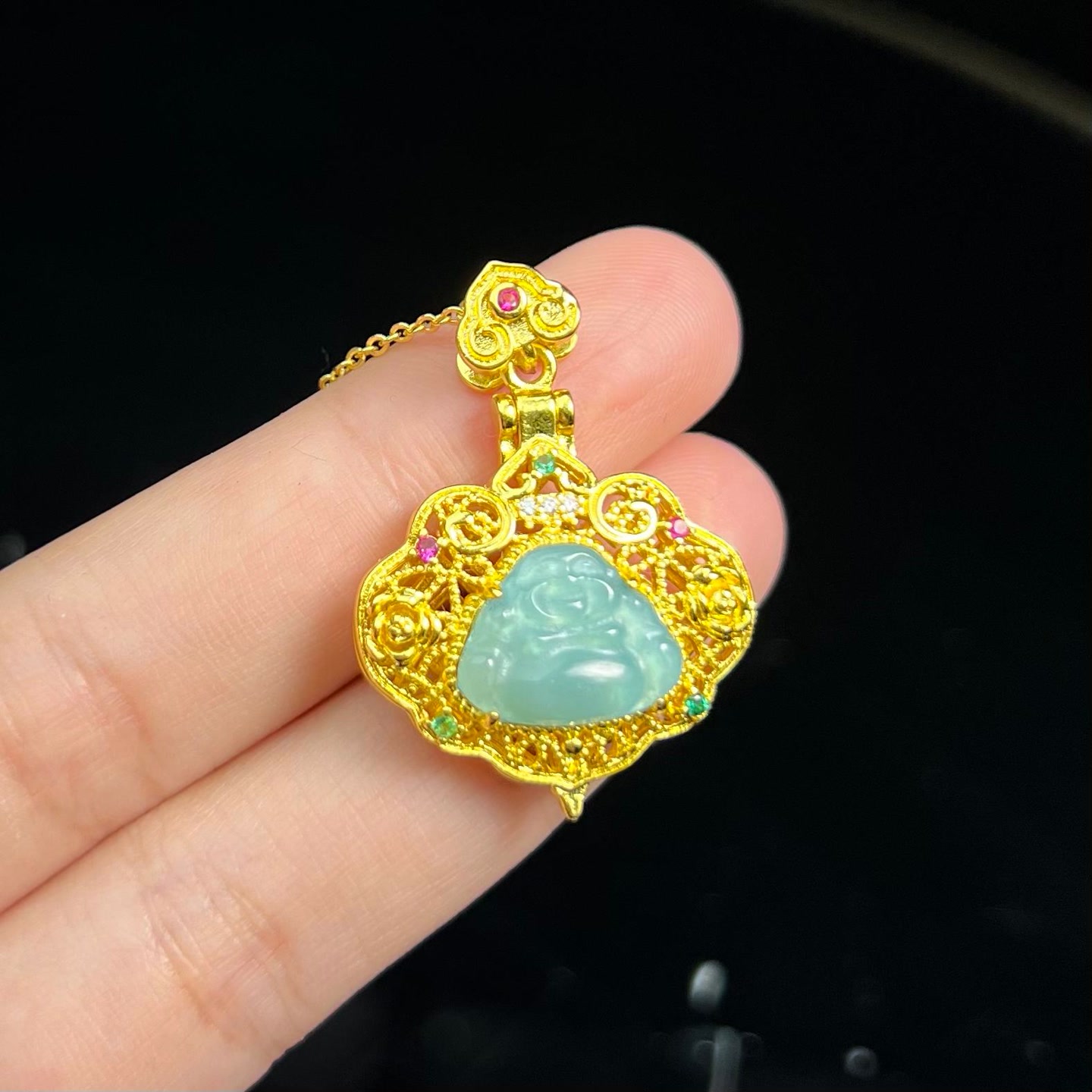 f640-国风设计款如意大肚佛吊坠-fc-赠礼盒-赠链