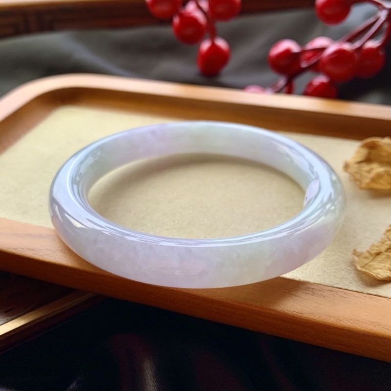 春彩圆条翡翠手镯圈口5657编号2878