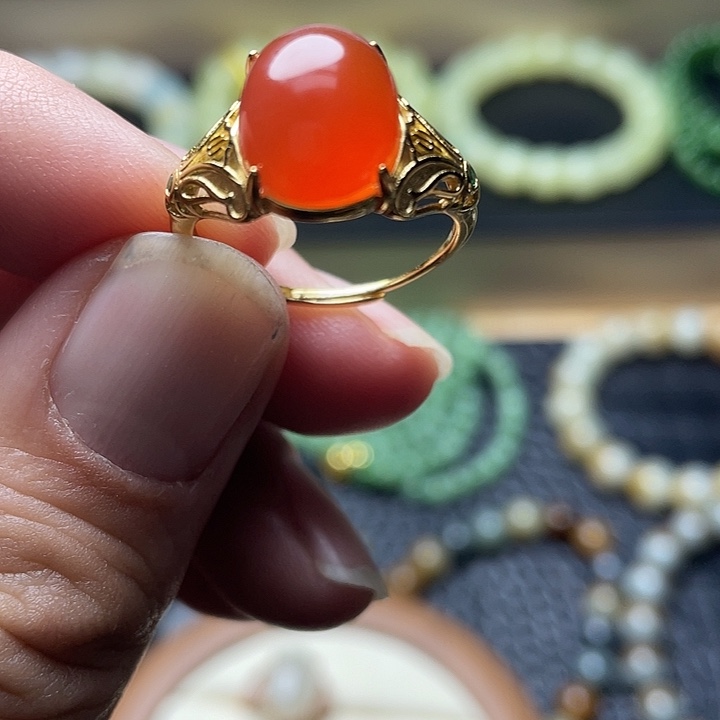 南红玛瑙银S925镀金镶嵌手链