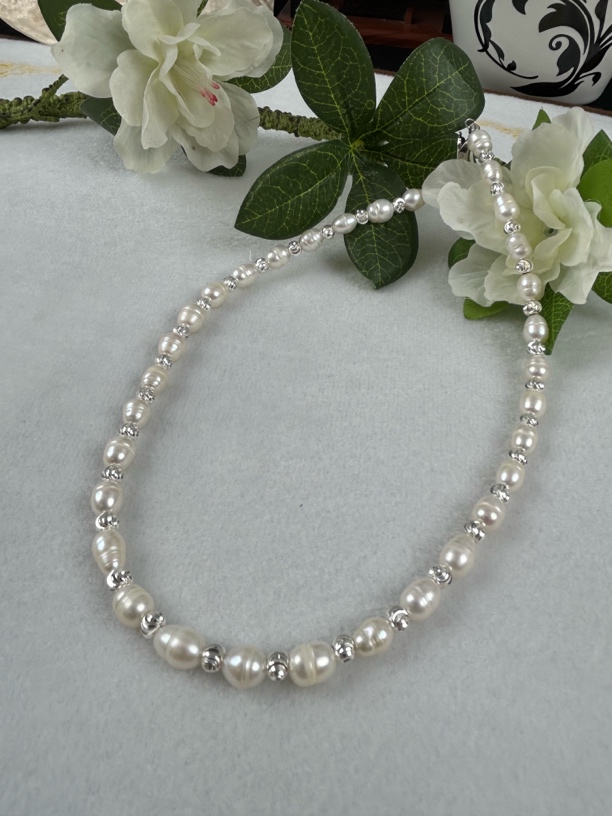 26女纯天然珍珠可刮粉淡水款轻奢小众锁骨链不规则设计百搭