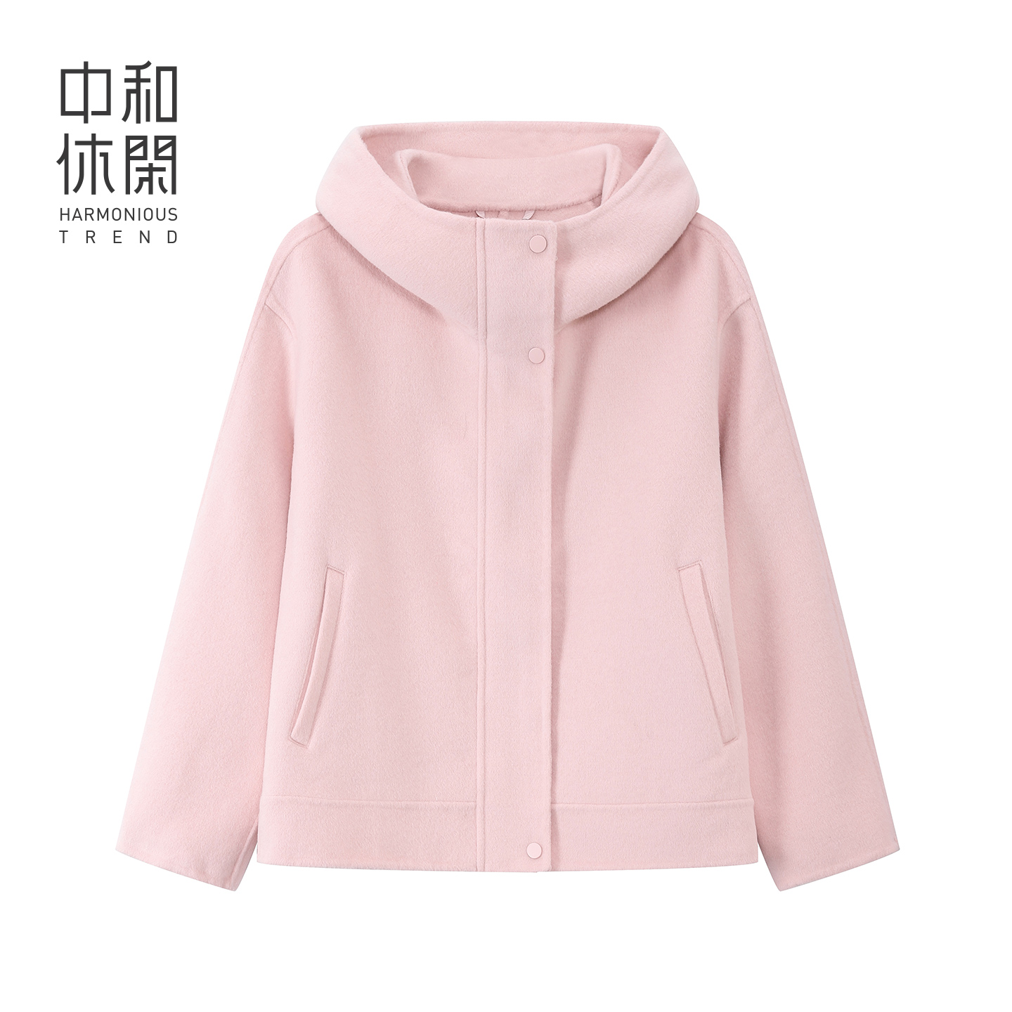 中和休闲连帽呢外套女小个子合身25冬短新款双面呢大衣H64246741