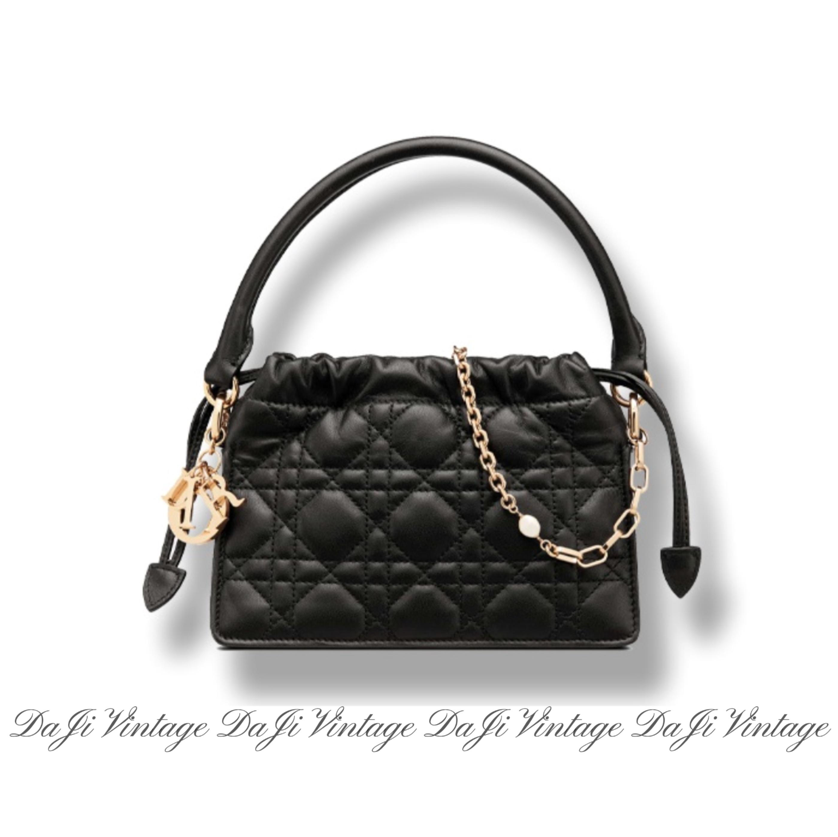 95新 DIOR/迪奥 大吉中古3/Dior迪奥藤格纹黑金mini斜挎包