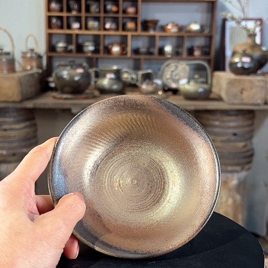 #1875柴烧裸烧窑变玫瑰金彩汤碗