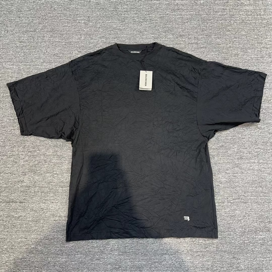 未使用 Balenciaga/巴黎世家 双勾Sporty B 3B褶皱短袖/尺码：XS