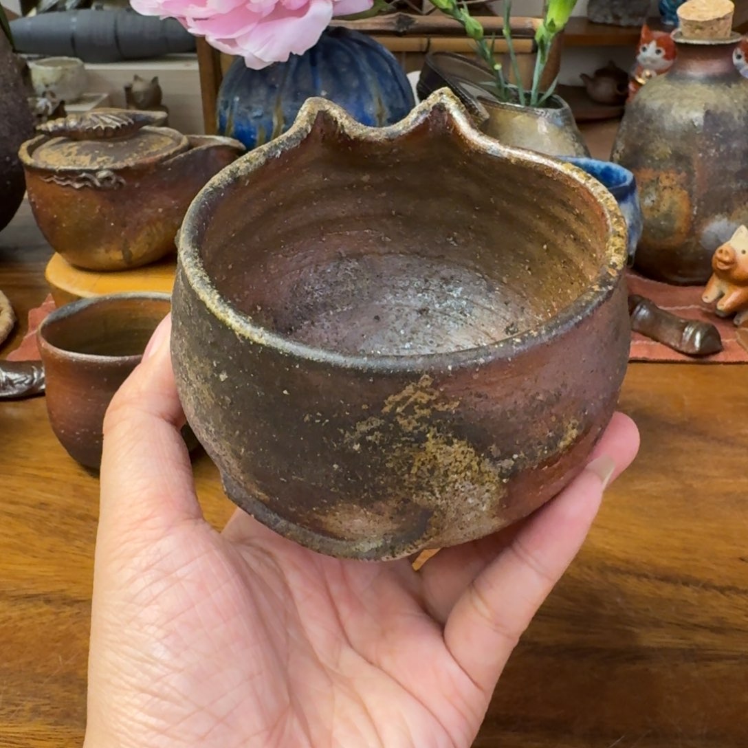 土器女士备前烧典藏版小猫碗福利一口价