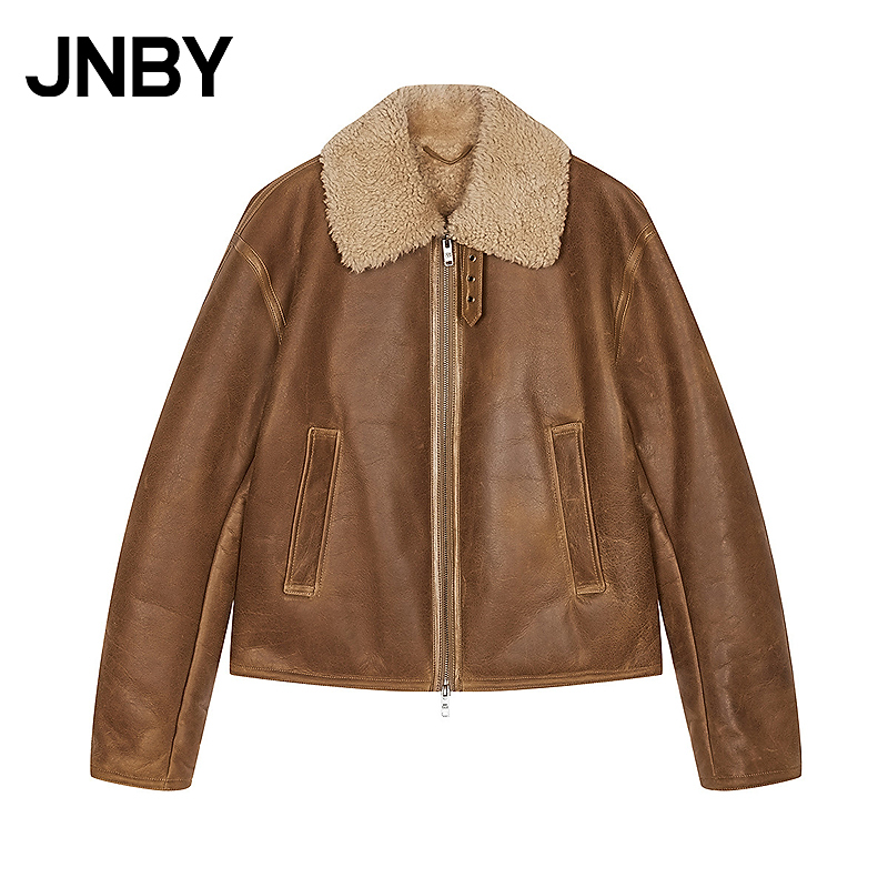 【商场同款】JNBY/江南布衣25冬新品皮衣翻领宽松长袖5P0A10990
