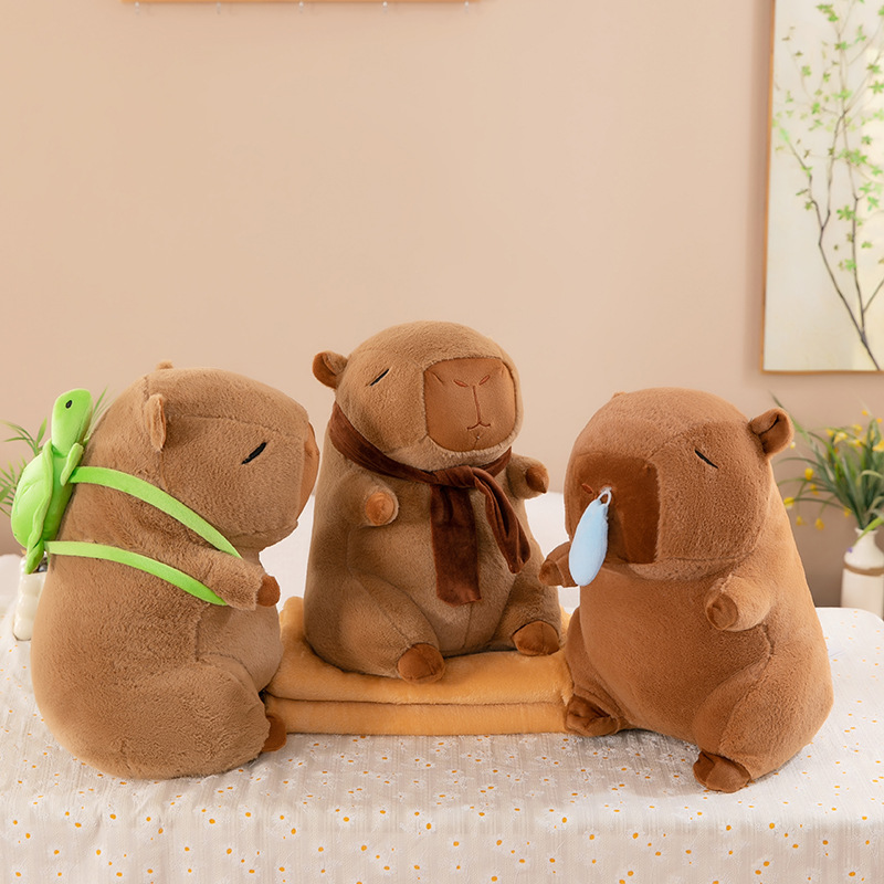 跨境鼻涕水豚玩偶毯子抱枕午睡保暖毯可爱卡通毛绒玩具兑换运动