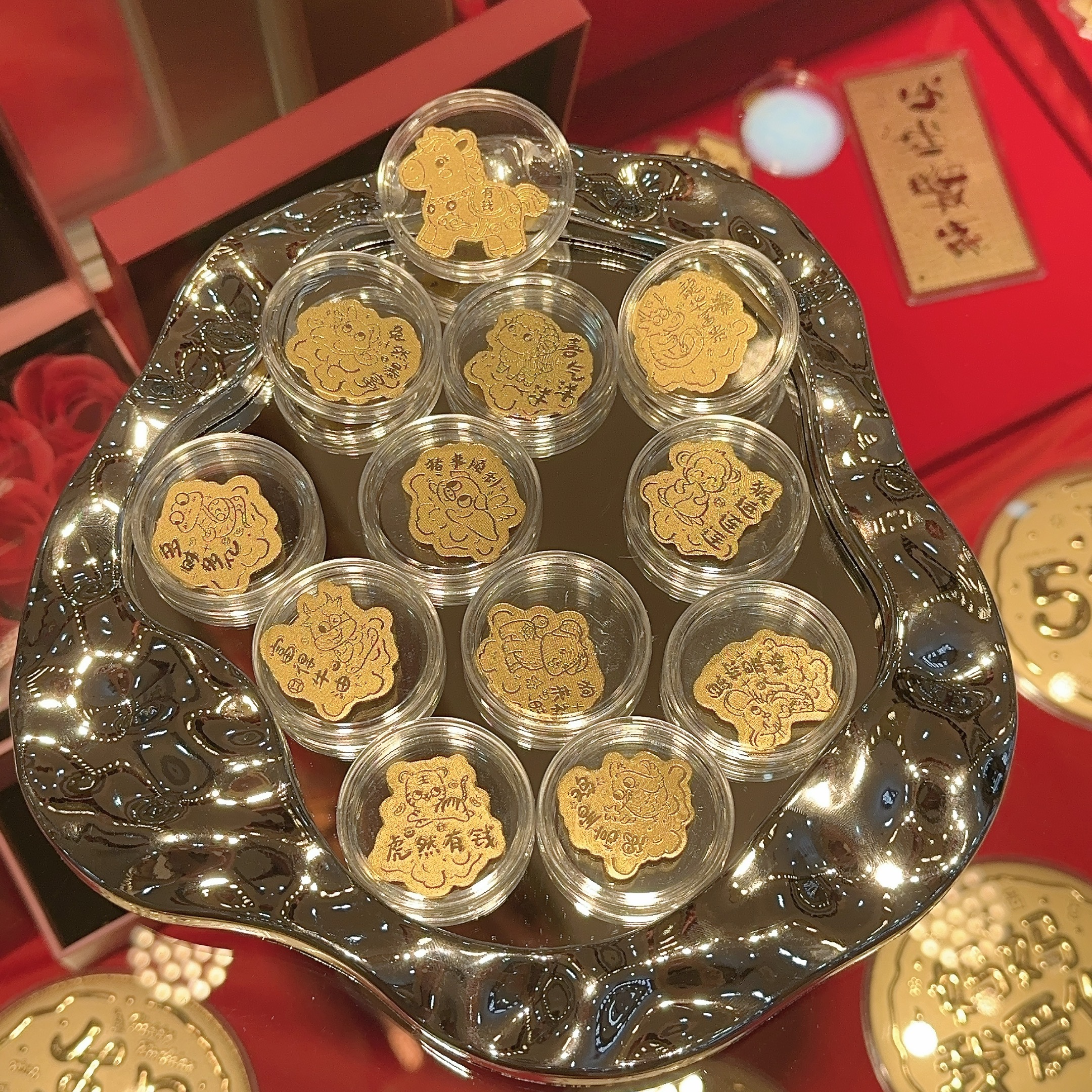 含金工艺品十二生肖手机贴送家人朋友纪念日生日礼物