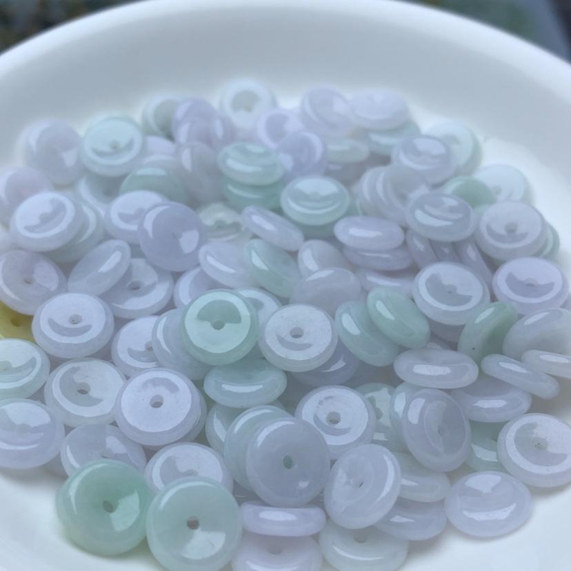 【闪购商品】翡翠手链未镶嵌卡9粉紫平安扣50颗