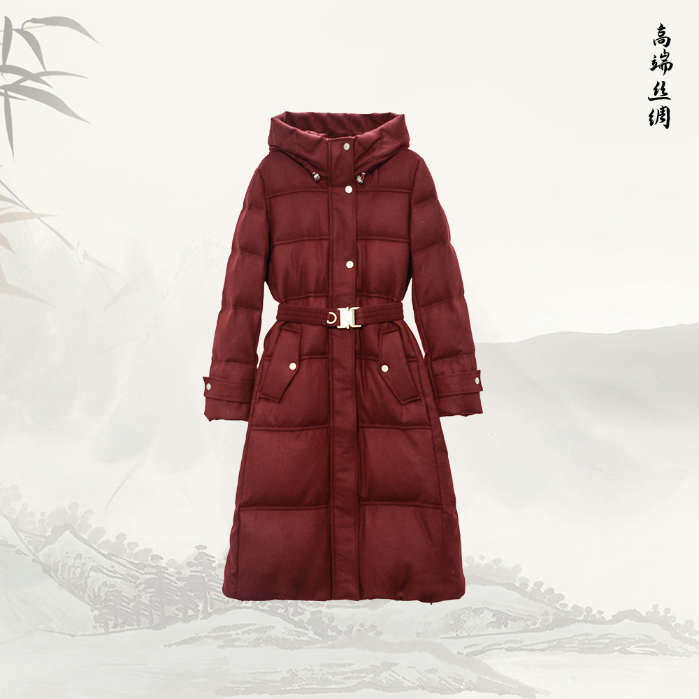 新款直筒显瘦中长款连帽鹅绒服加厚保暖外套547066