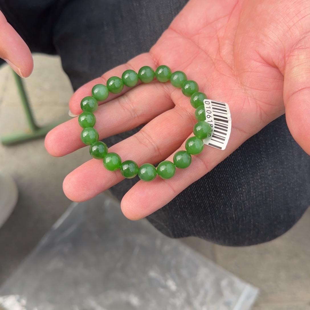 和田玉未镶嵌手链俄碧莹光猫卡10