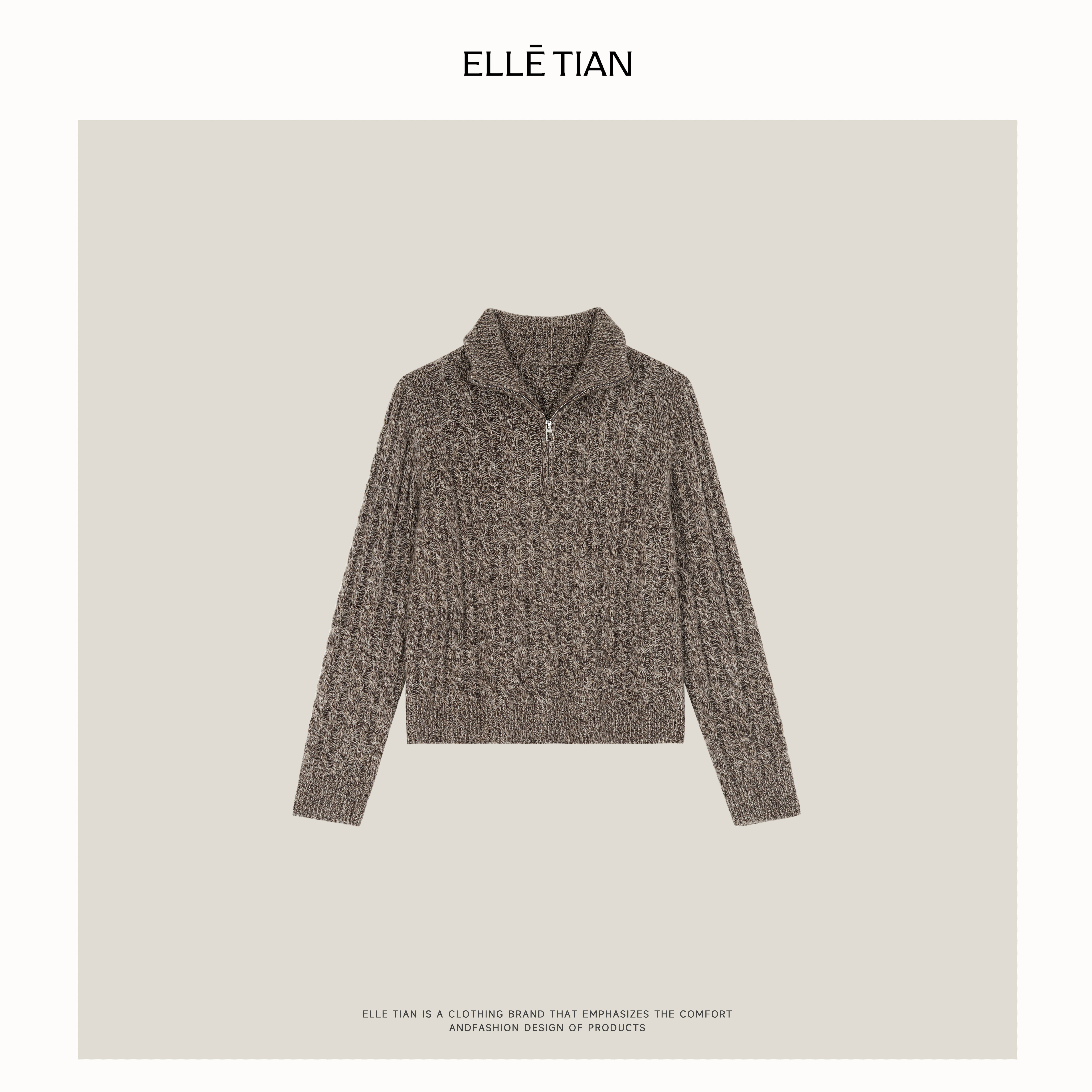 ELLETIAN "松弛老钱"绵羊毛+山羊绒+莱赛尔老钱腔调花毛衣EADM071