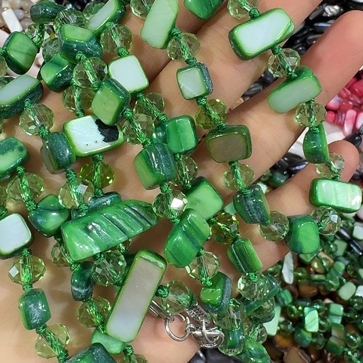 月***浒玛瑙/玉髓合金珠宝半成品2条绿色项链