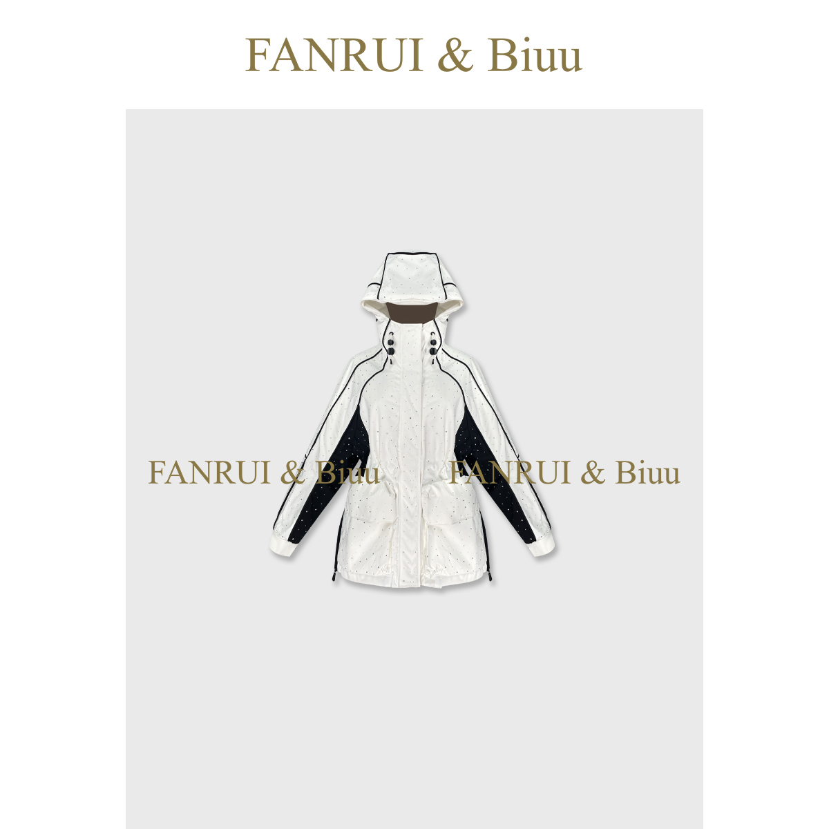 FANRUI/泛芮「甜莓绒绒」颗粒水钻三防高级白鸭绒羽绒冲锋衣B19394