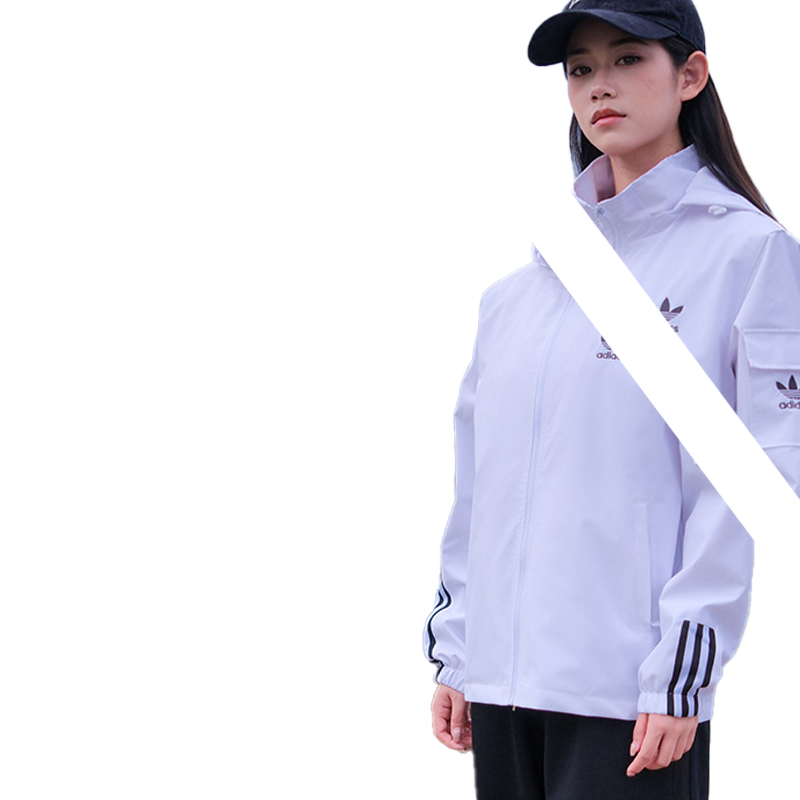 【直播间同款】秋季新款连帽刺绣弹力织带情侣外套可运动工装冲锋衣