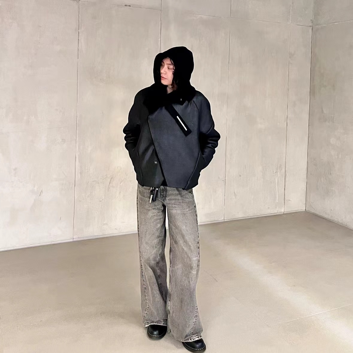 Y-12【UNA】买手店潮牌男女同款定制复合皮毛一体夹克  LJ03B