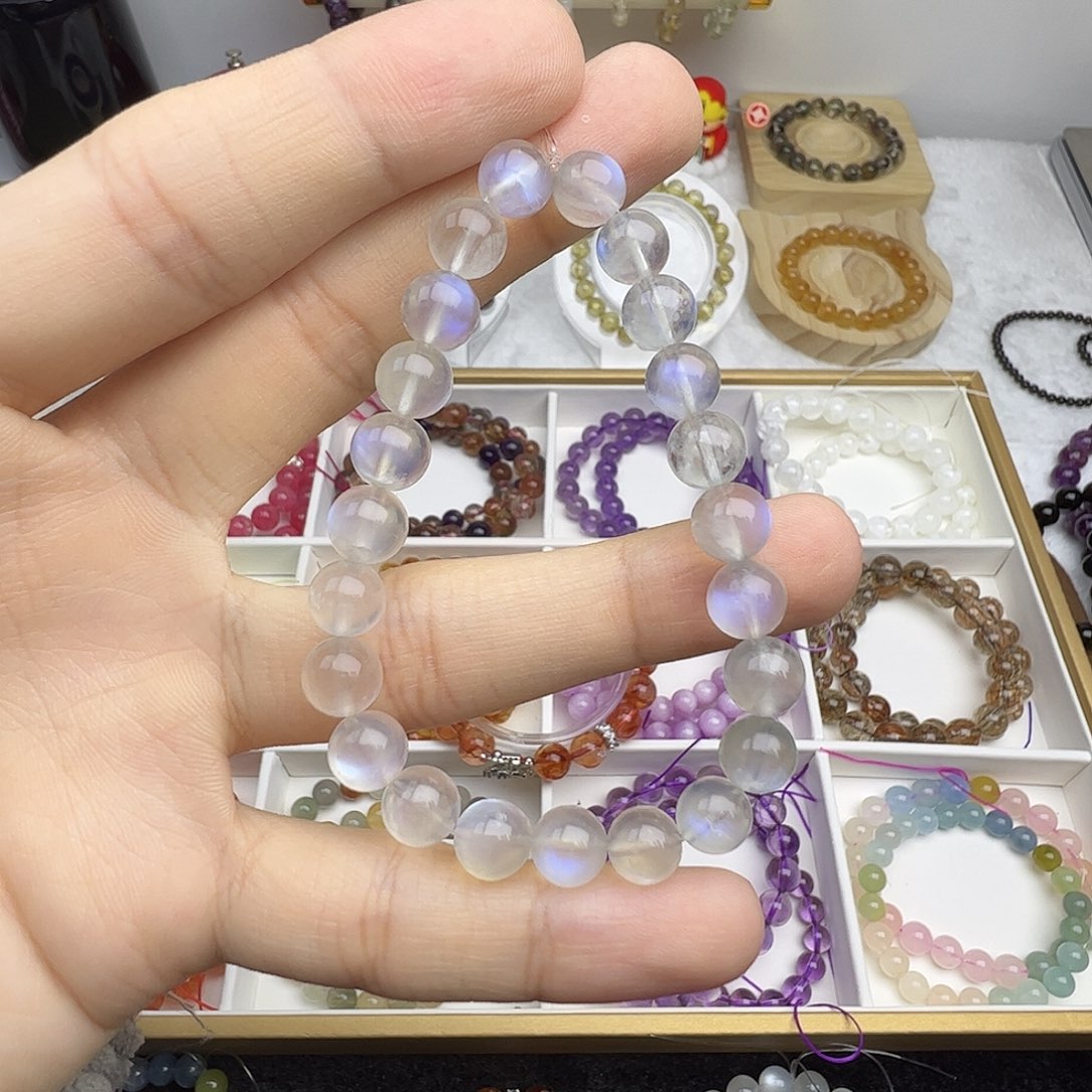 月光石手串未镶嵌蓝月光素圈