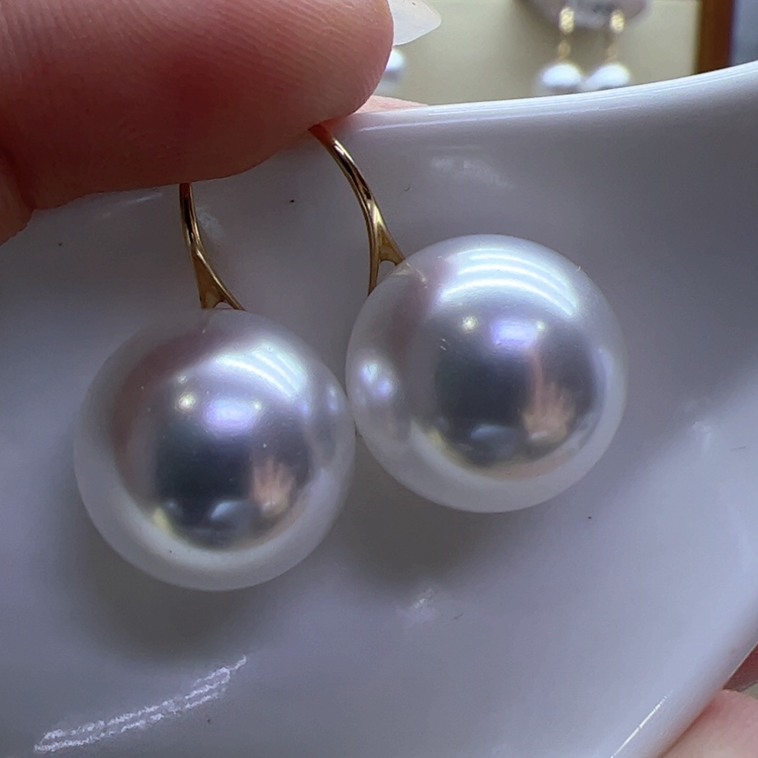 淡水珍珠耳饰18K金镶嵌