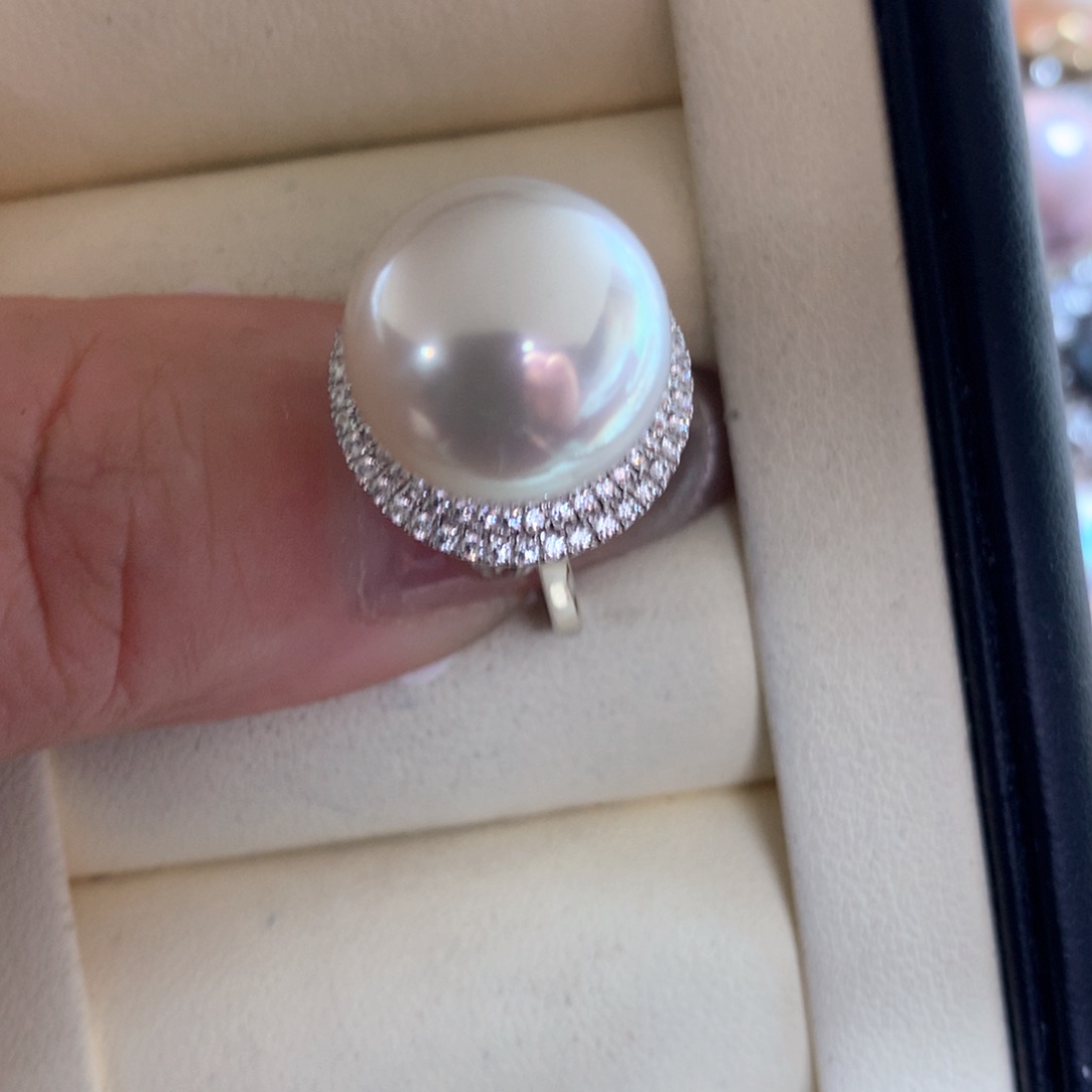 海水珍珠戒指18K金镶嵌