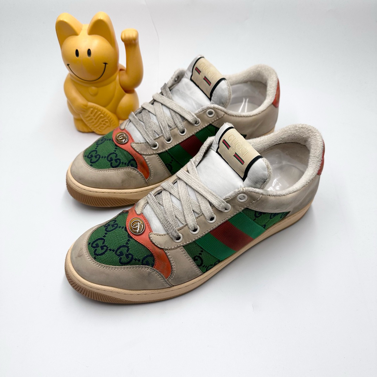 99新 GUCCI/古驰 0247/41.5码/橙绿双G脏脏鞋休闲鞋
