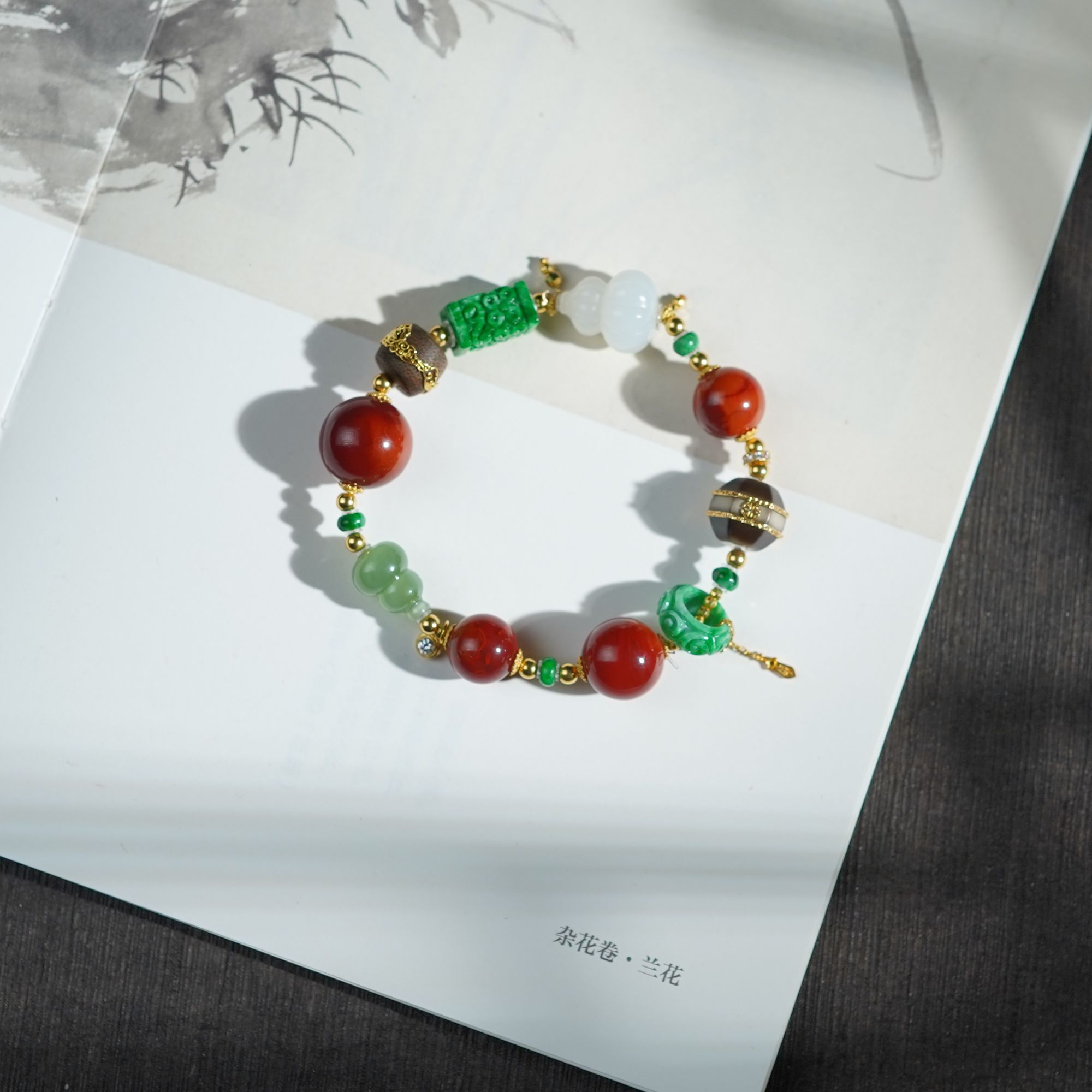 【佩洁】南红*手串*18k金镶嵌