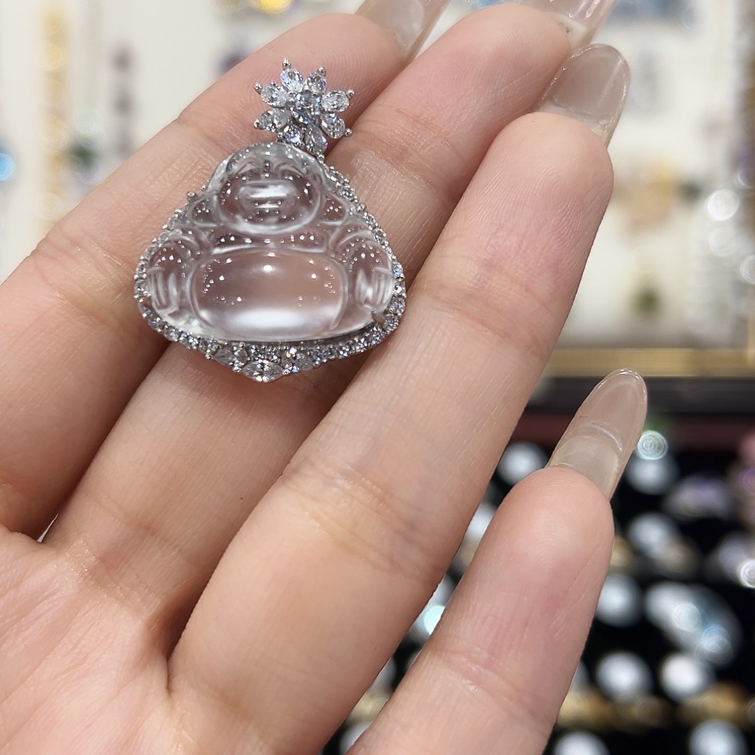 蘭***.石英质玉银S925镶嵌颈饰