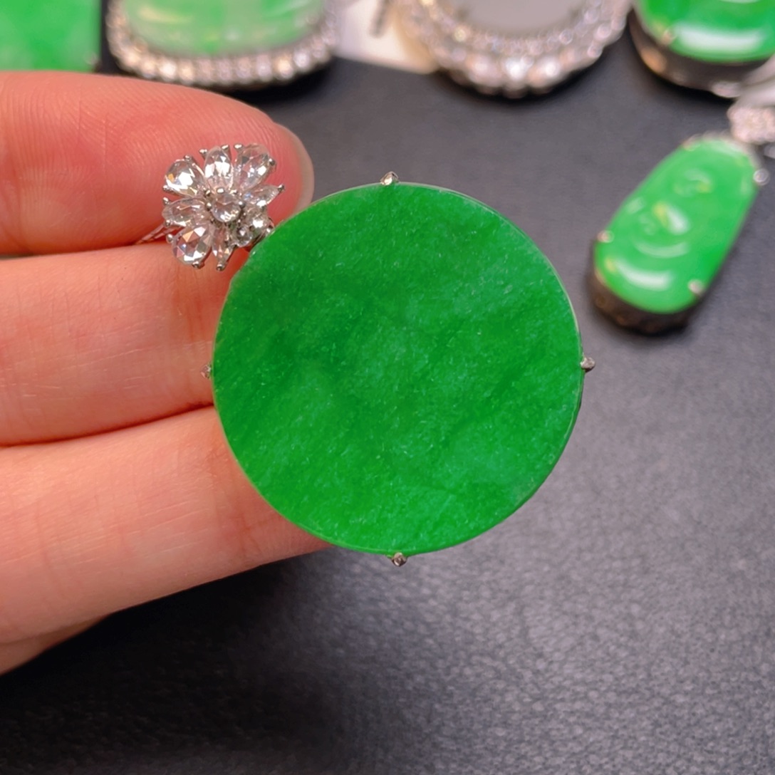 翡翠银S925镶嵌吊坠(不含链)