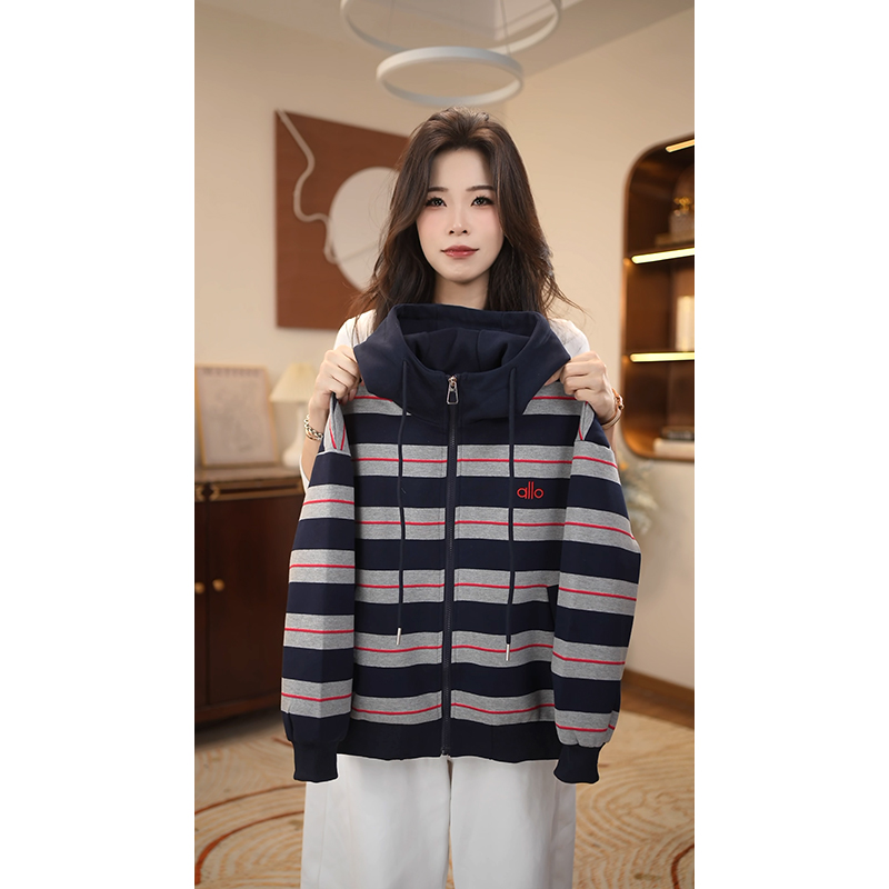 女童秋季拉链开衫外套2025女孩中大童时尚条纹风休闲外套Q63077