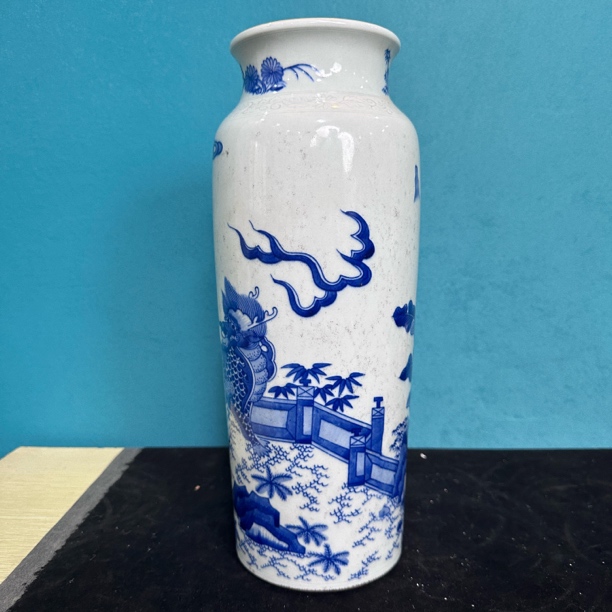 仿古瓷 仿古瓷仿古青花麒麟望月象腿瓶  1208