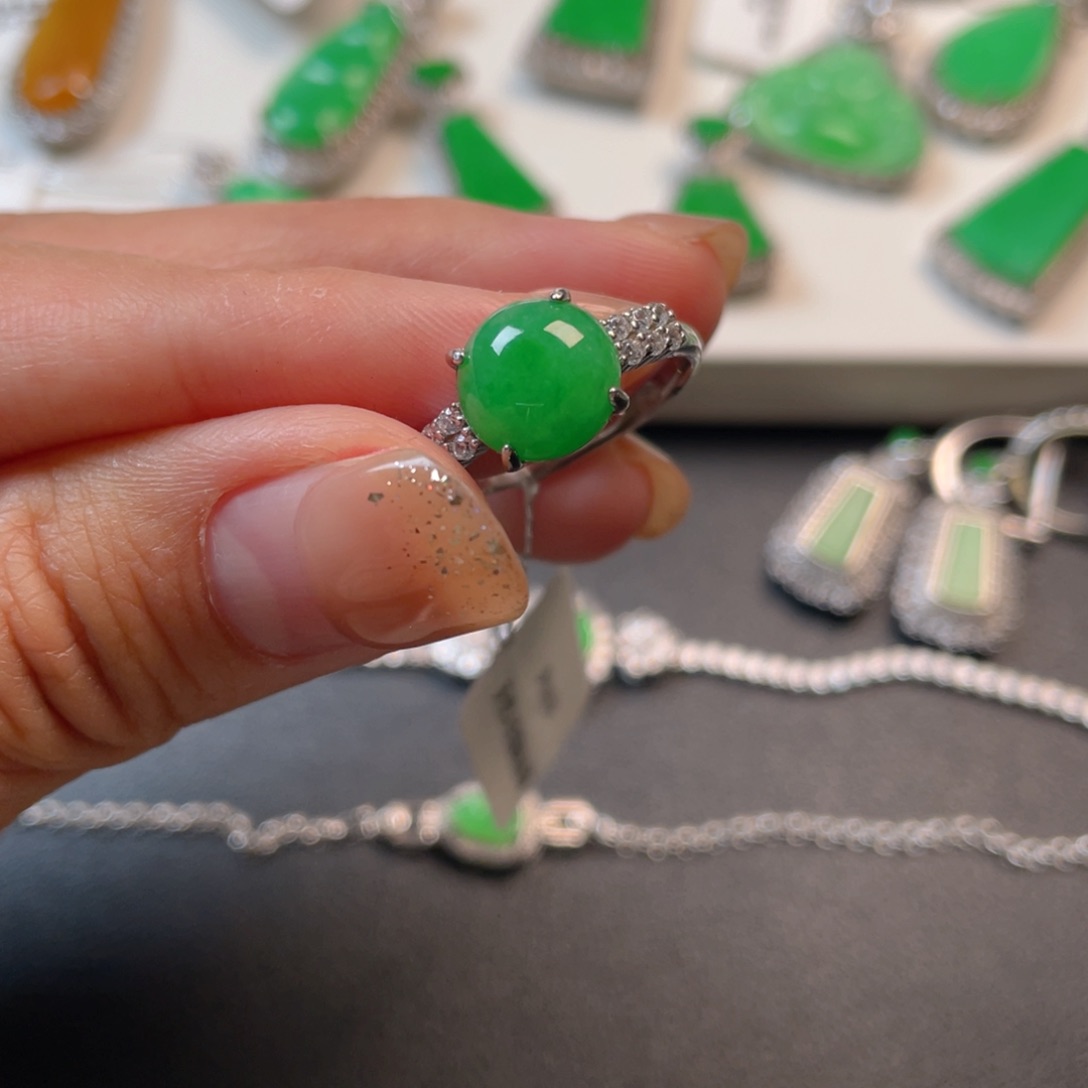 翡翠吊坠(不含链)银S925镶嵌戒指