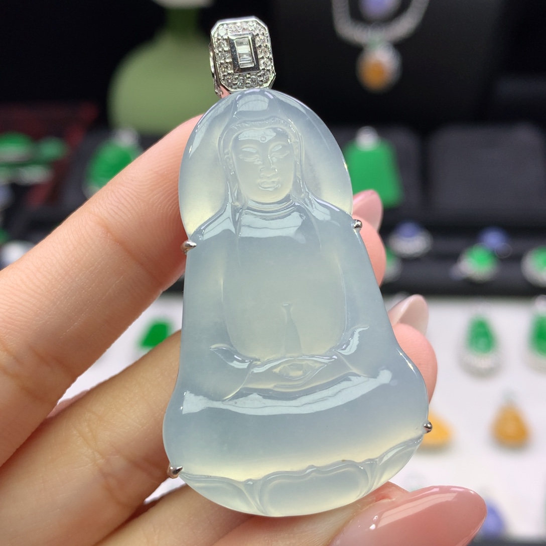 *****翡翠18K金镶嵌吊坠(不含链)