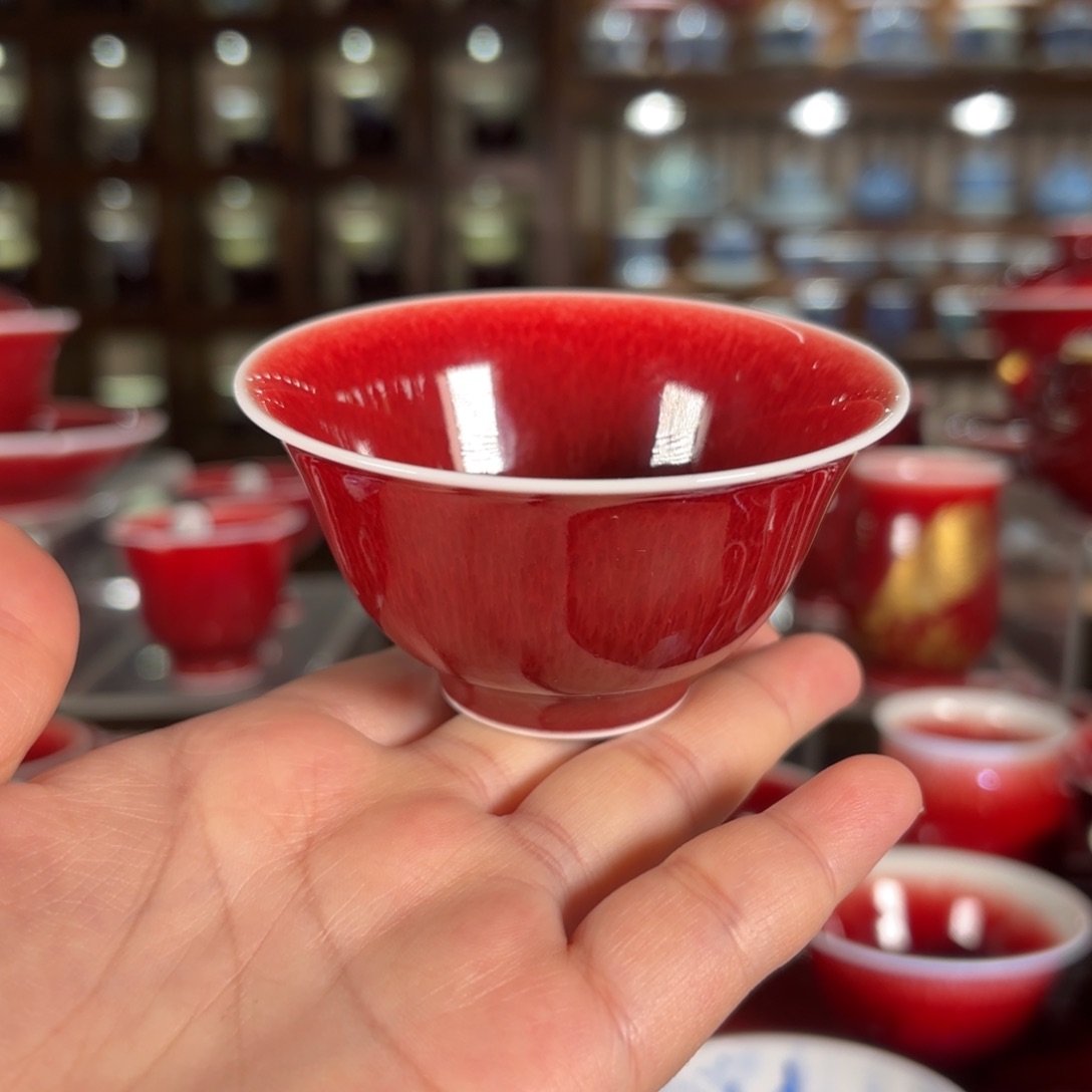 杯子景德镇原矿朗红杯