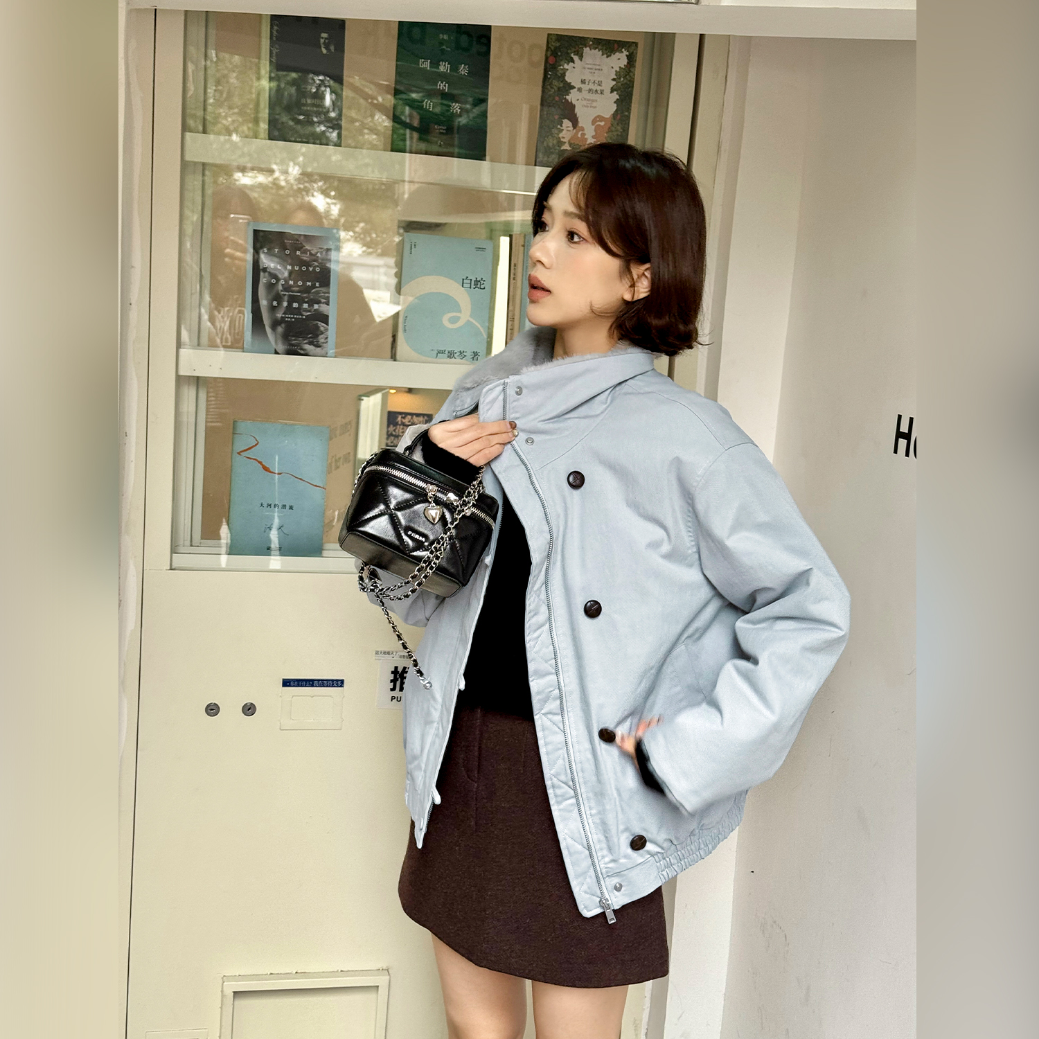 法儿家韩国限定【冰川派克】FS511W017翻领百搭外套