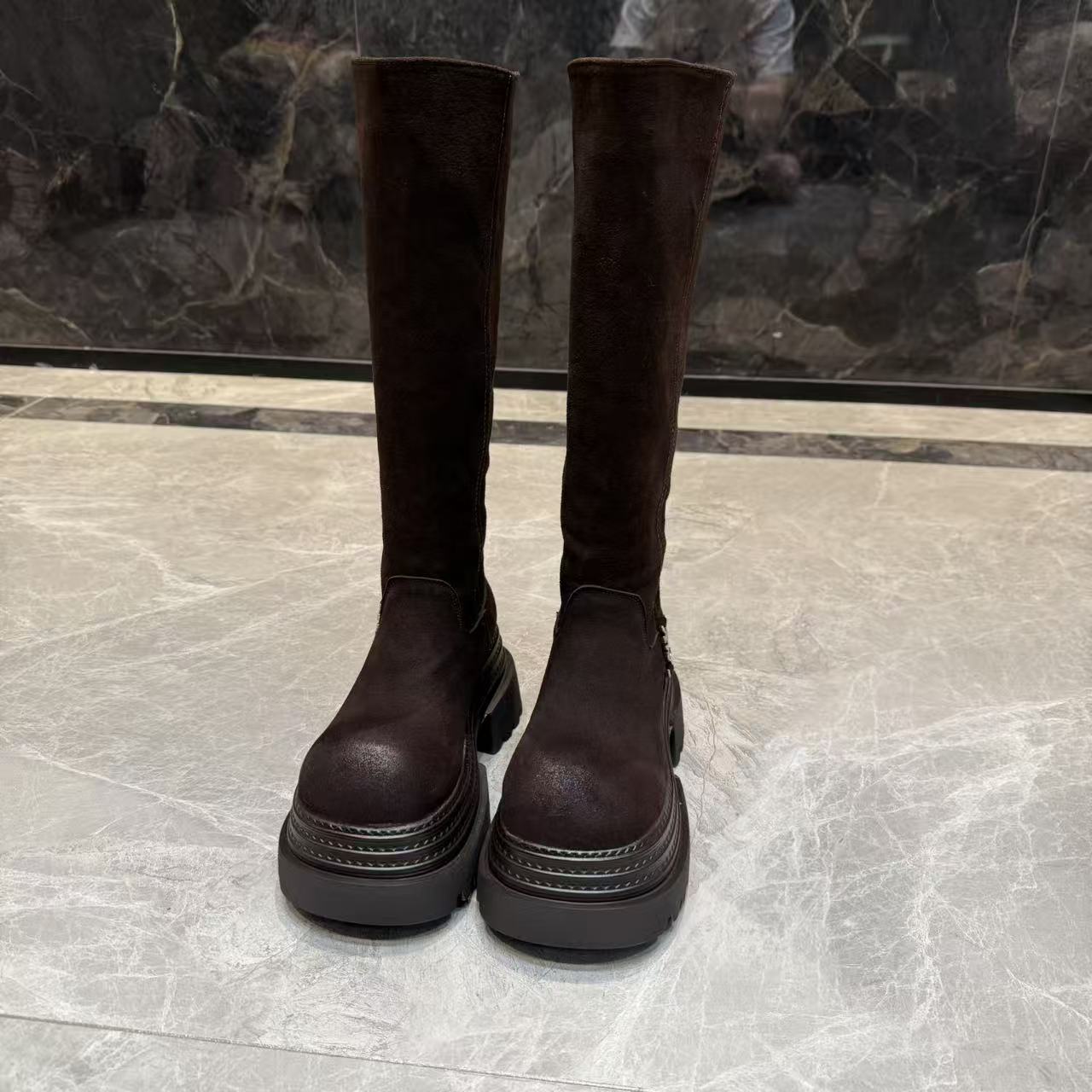 付小付高级感马丁靴女中筒靴复古厚底方跟时装靴ASD129