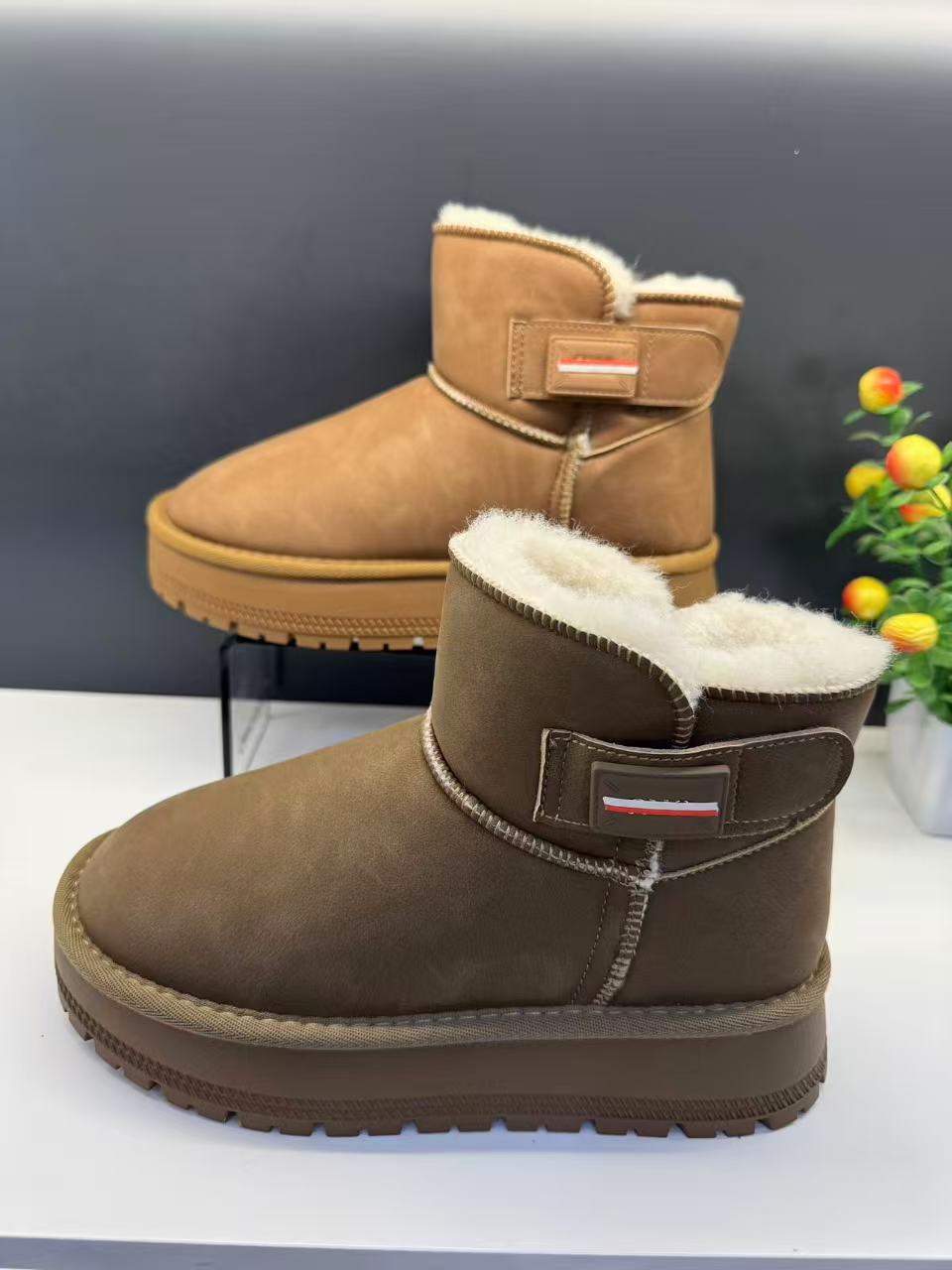 9806时尚雪地靴女士低筒加绒雪地靴女款休闲棉鞋短靴女鞋