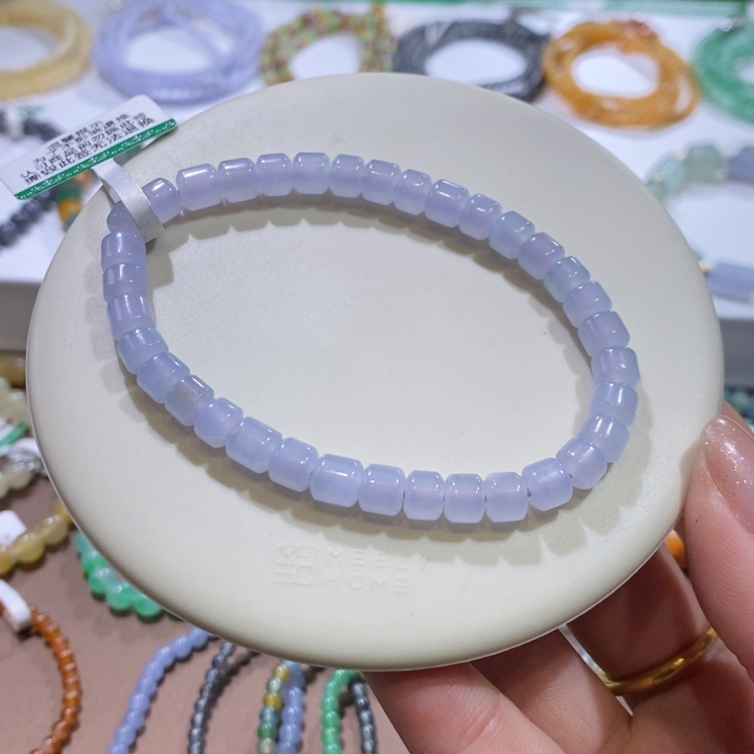 翡翠手链未镶嵌冰紫桶珠