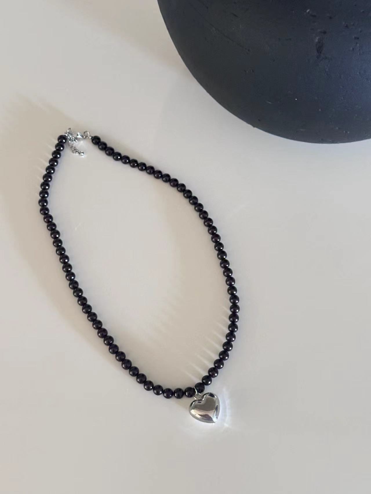 非金属仿珍珠项链 ［IAMMEIYA］-银色爱心项链1132