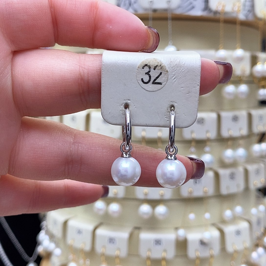 淡水珍珠耳饰银S925镶嵌