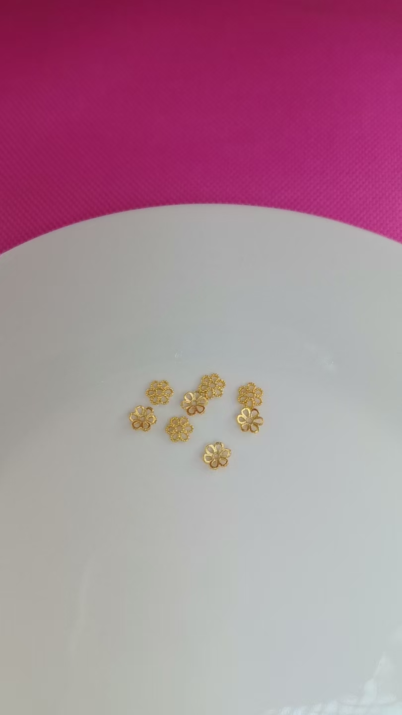 铜合金吊坠 精工古法六瓣花花托DIY配件手链