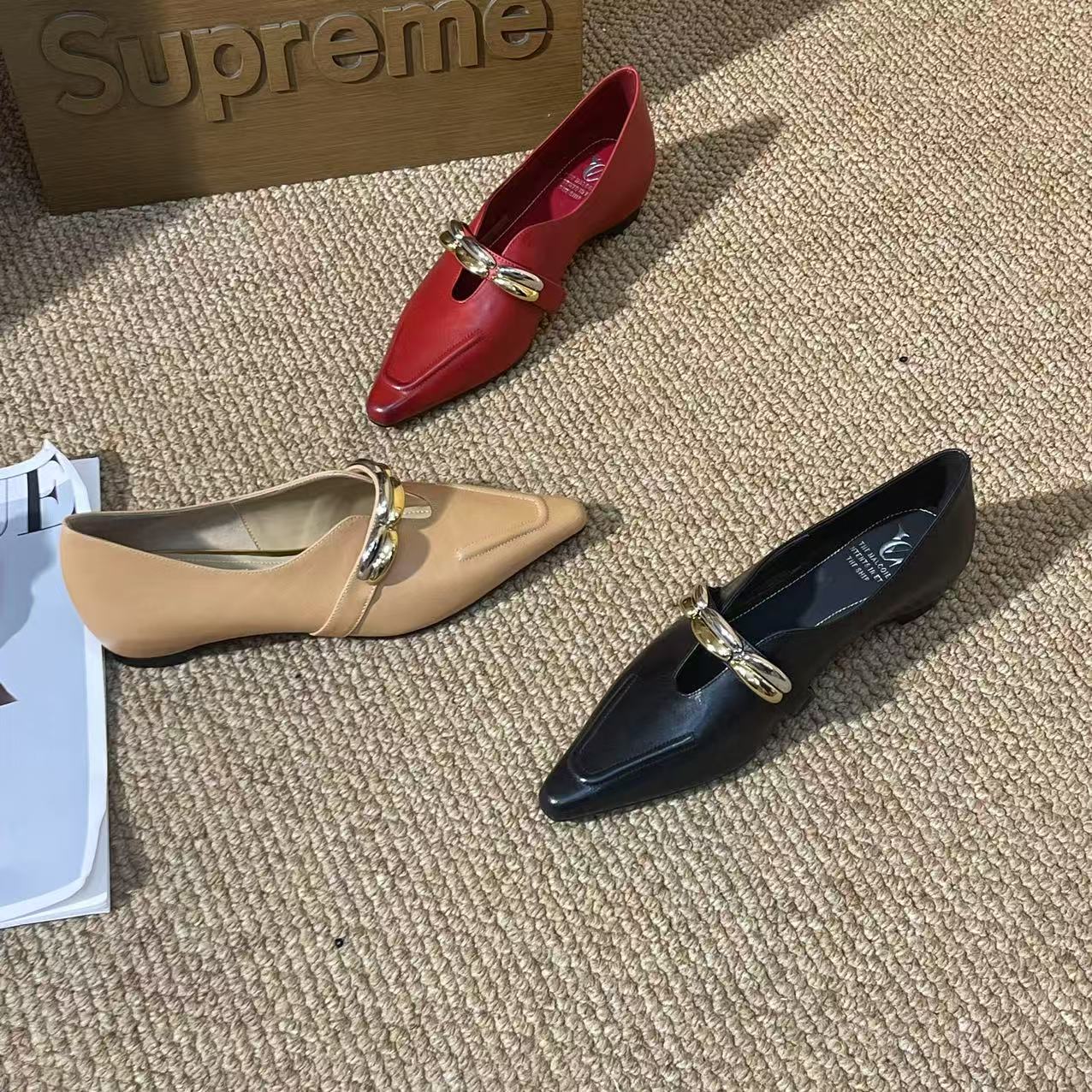 1262【夏鸣】黑色春夏季老钱风法式百搭小尖头单鞋C【内增高5cm】女士