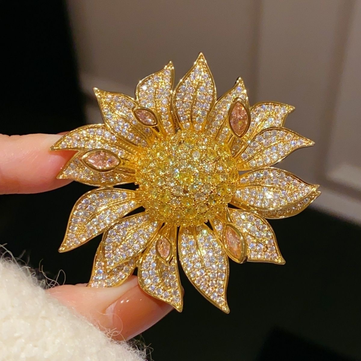  铜 S-195向日葵高级胸针
