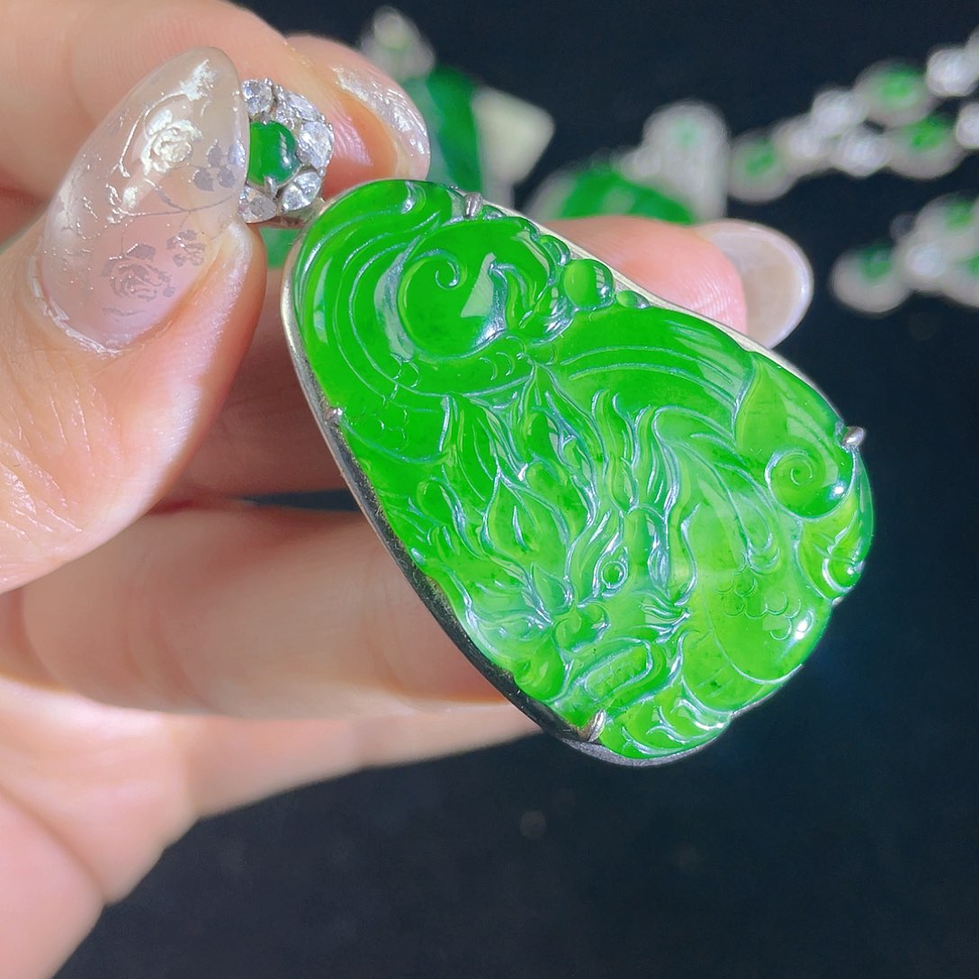 翡翠吊坠(不含链)银S925镶嵌