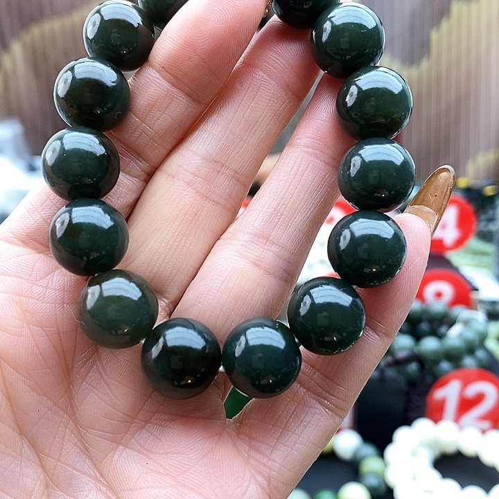 和田玉未镶嵌手链卡14且末蓝孔雀蓝飘糖