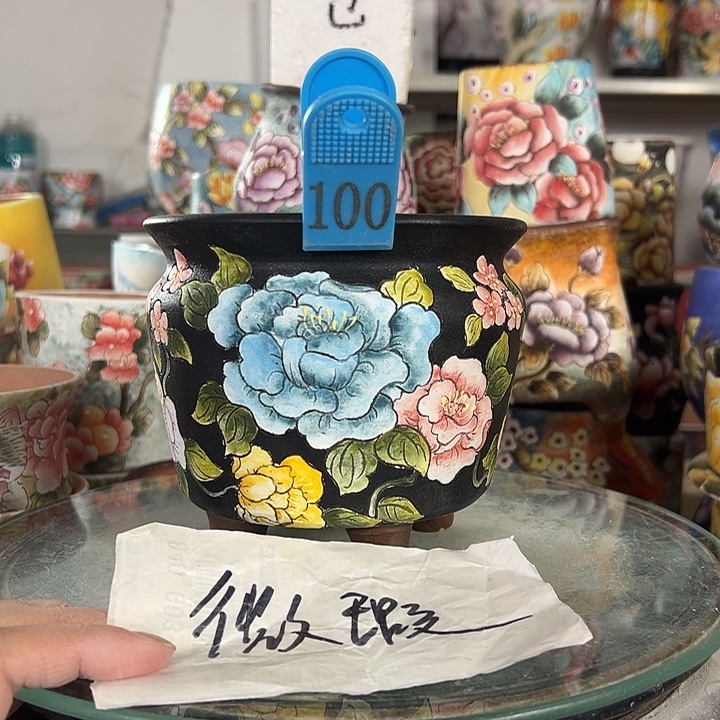 满38包邮 景德镇幸运花盆